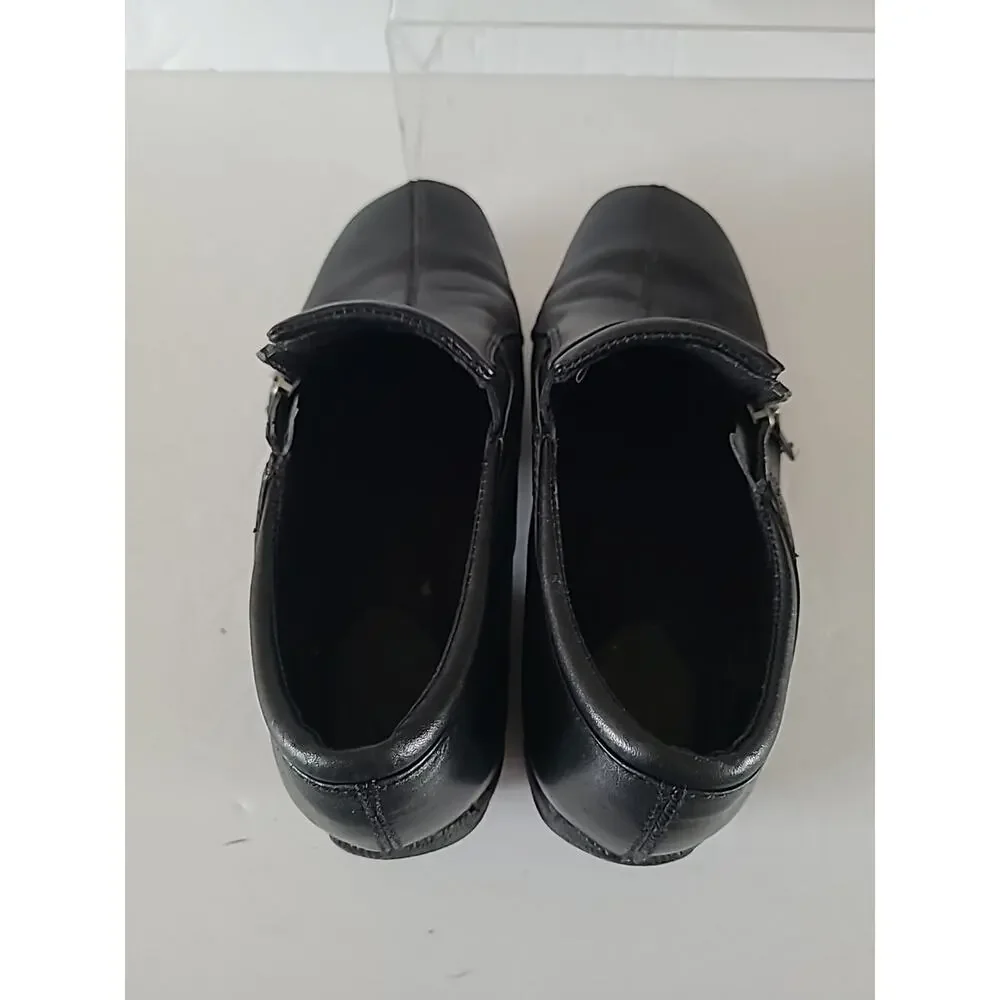Clarks Wasteland WMS SZ 7.5 M Shoes Loafer Black Leather Side Zip Comfort FLAW